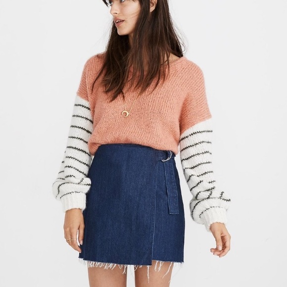 Madewell Dresses & Skirts - Madewell Denim Raw-Hem Mini Wrap Skirt